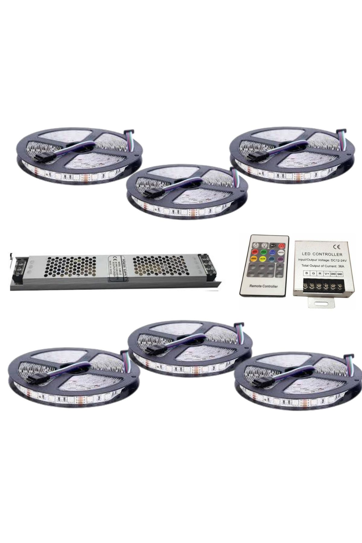 Asşerit Led Rgb Şerit Led 30 Metre 36 Amper Kumanda Ultra Slim Trafo 3 Çip 5050 İç Mekan