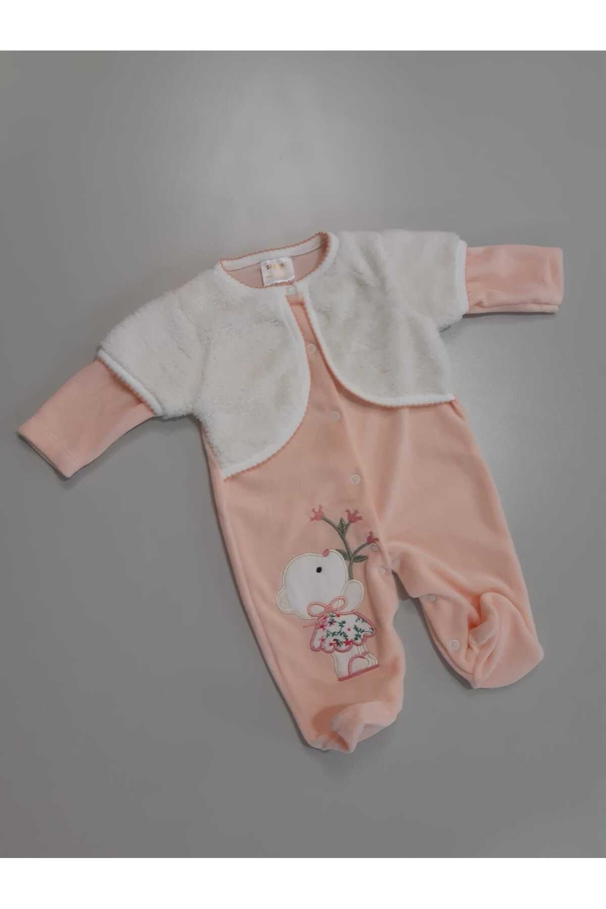 Sönmez Baby WELSOFT BOLEROLU KIŞLIK KADİFE KIZ TULUM BEBE TAKIMI