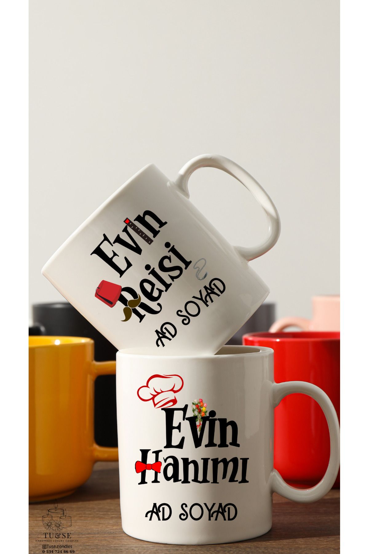 Tu&Se Candles Evin Reisi & Evin Hanımı 2’li Kupa – Aileye Özel Set