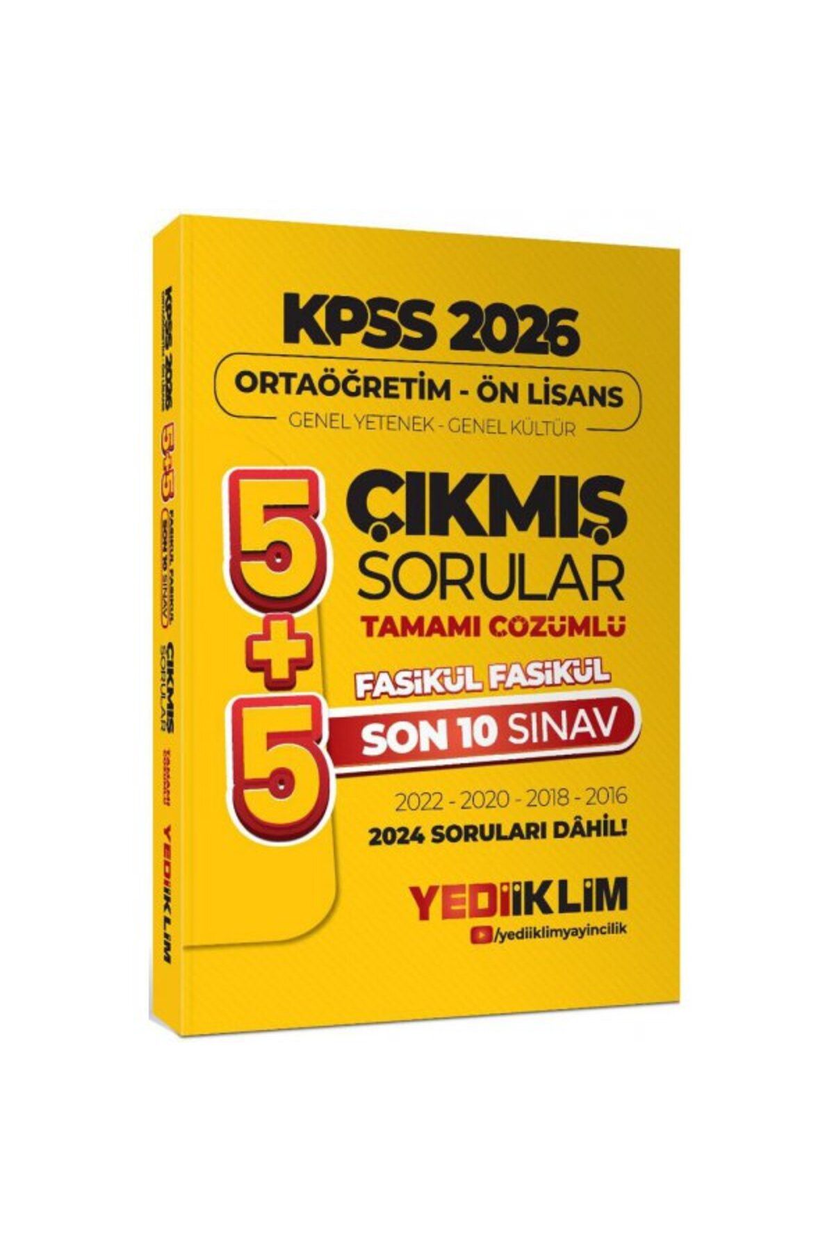 Yediiklim Yayınları Yediiklim 2026 Ortaöğretim Ön Lisans Genel Yetenek Genel Kültür 5+5 Tamamı Çözümlü Son 10 Sınav Fasi