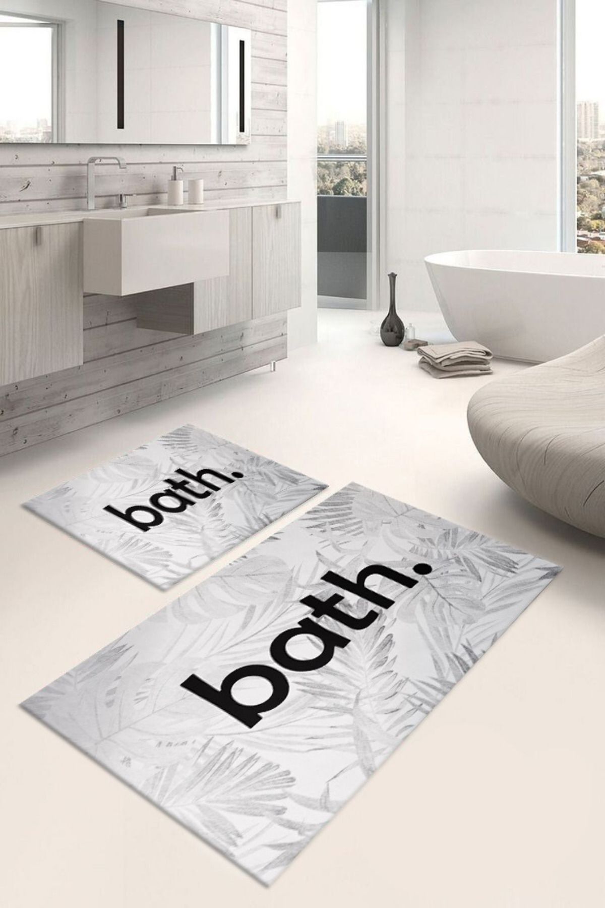 DERAS HOME 2'li Yıkanabilir Kaymaz Taban Banyo Paspası 60*100 Cm - 80*120 Cm
