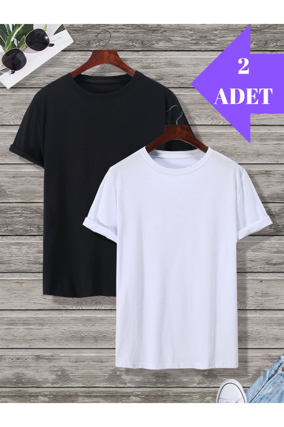 THE WHITE Kadın 2'li Siyah-Beyaz T-Shirt