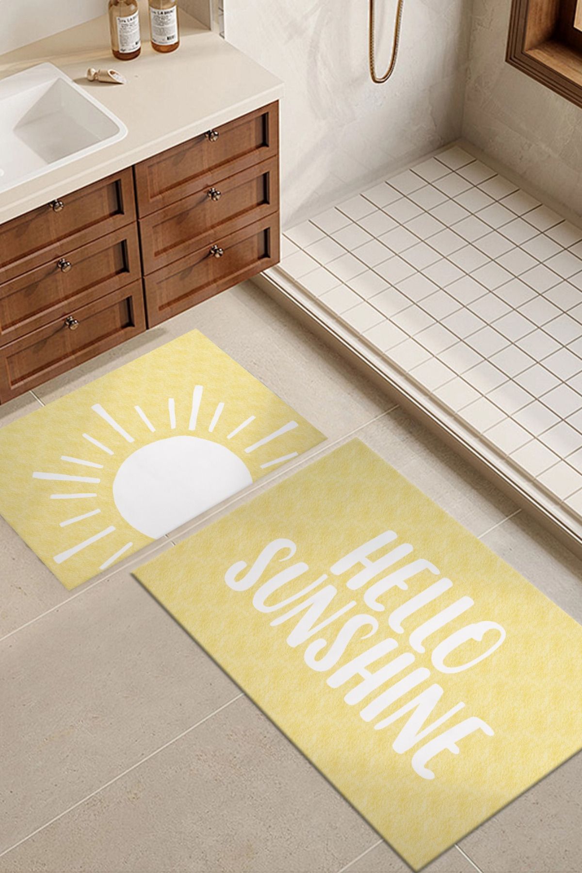 DERAS HOME 2'li Yıkanabilir Kaymaz Taban Banyo Paspası 60*100 Cm - 80*120 Cm