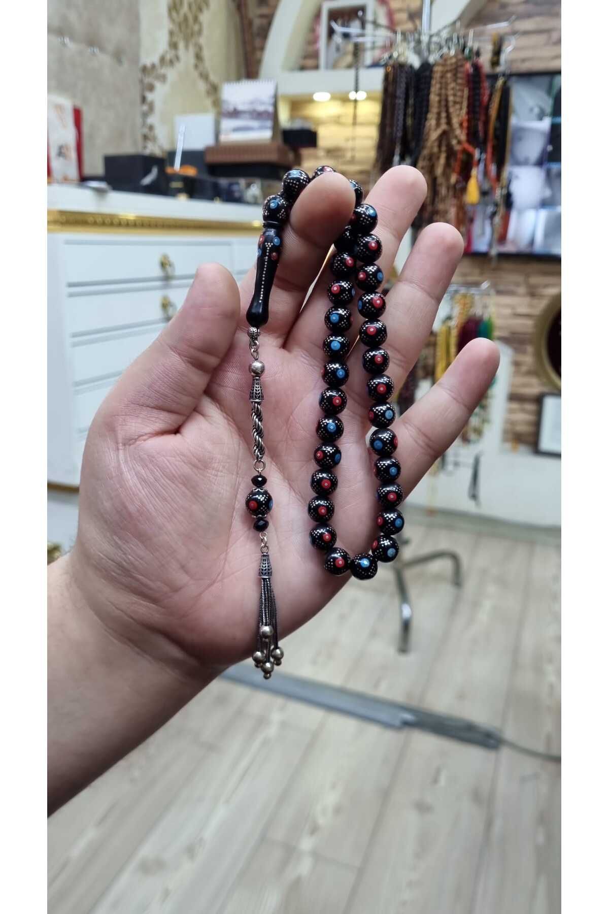 Oltu 925 Ayar Gümüş Püsküllü Erzurum Oltu Tesbih