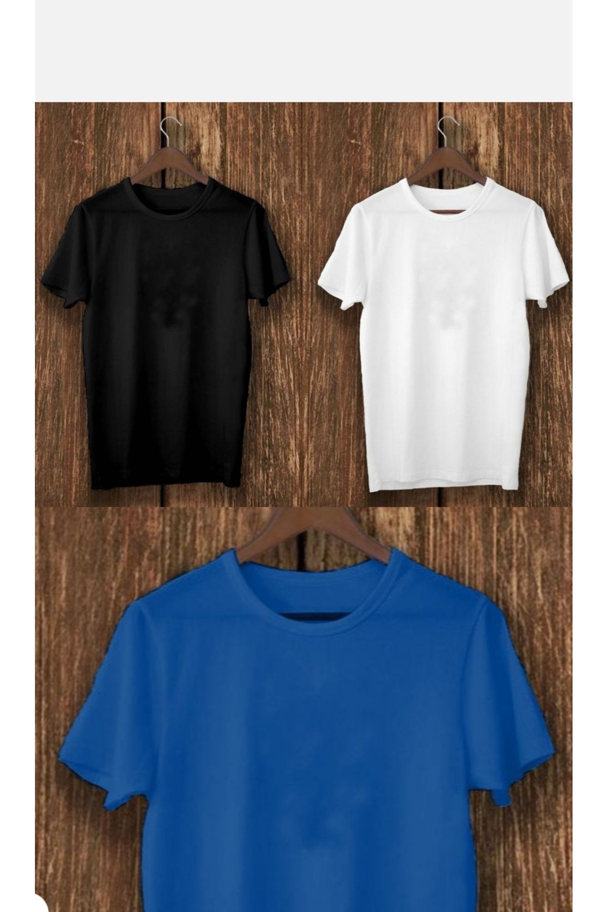 THE WHITE Erkek 3-lü Bisiklet Yaka T-Shirt