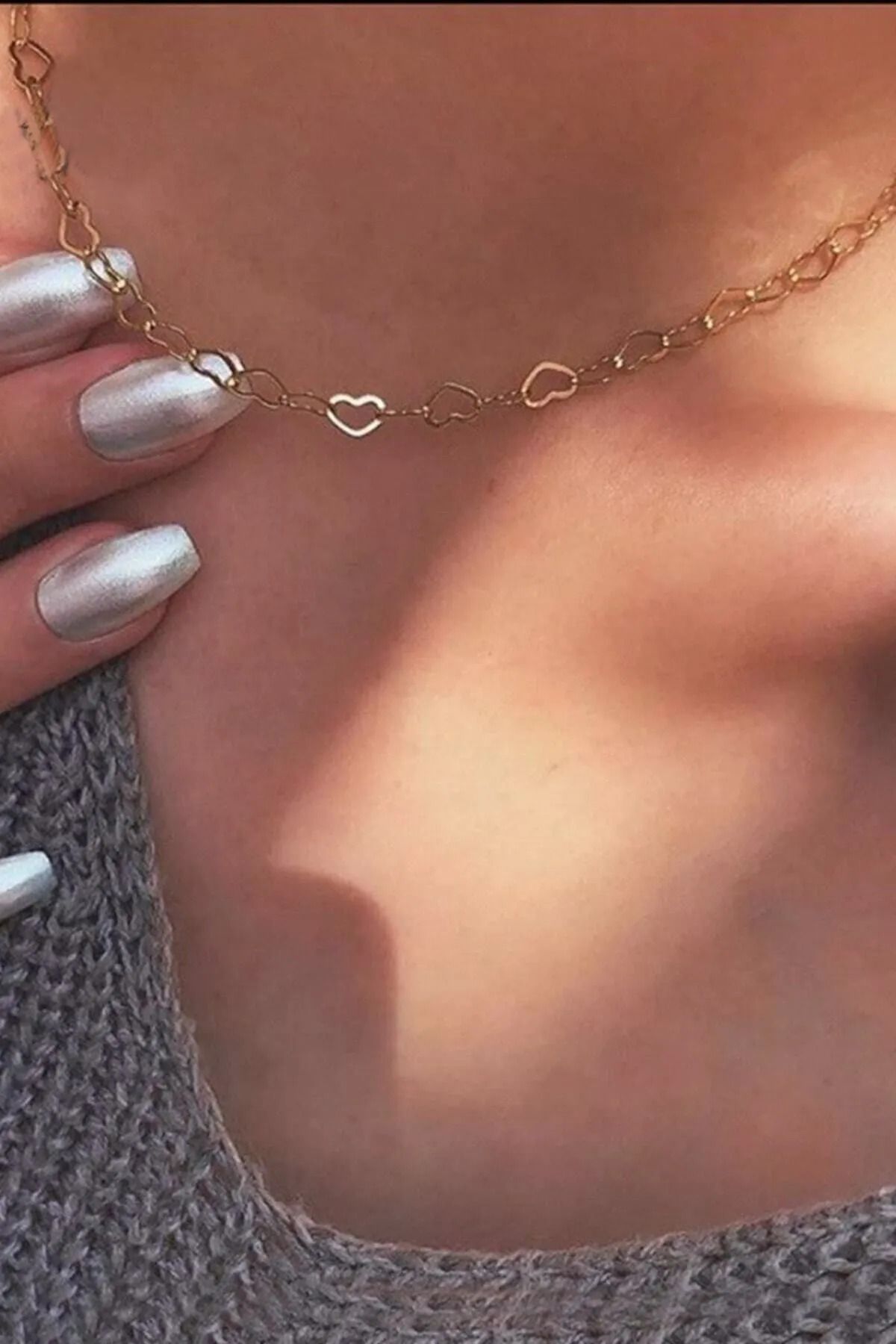 Panowill Design Kadın Çelik Kalpler Kolye - Choker Model