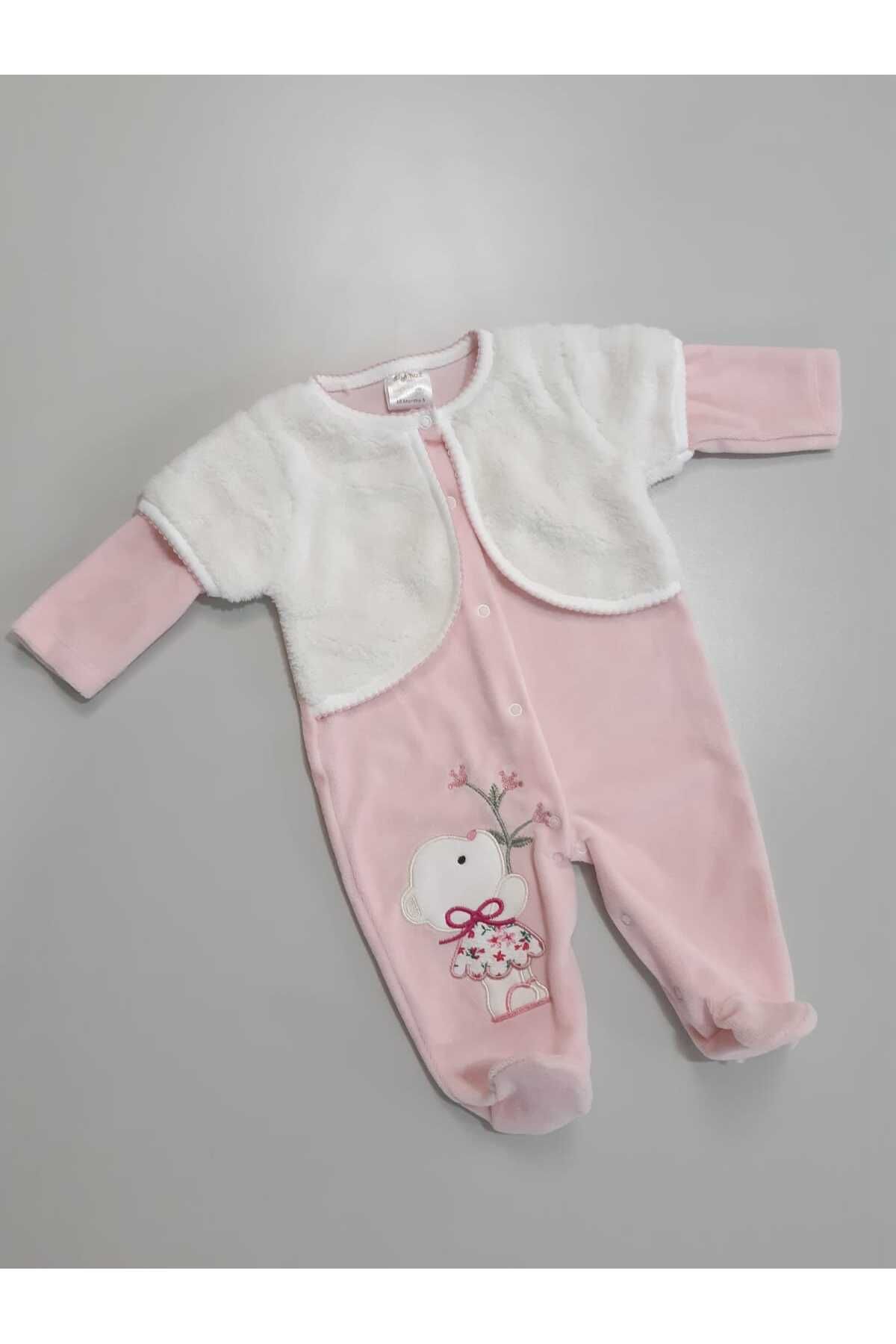 Sönmez Baby WELSOFT BOLEROLU KIŞLIK KADİFE KIZ TULUM BEBE TAKIMI