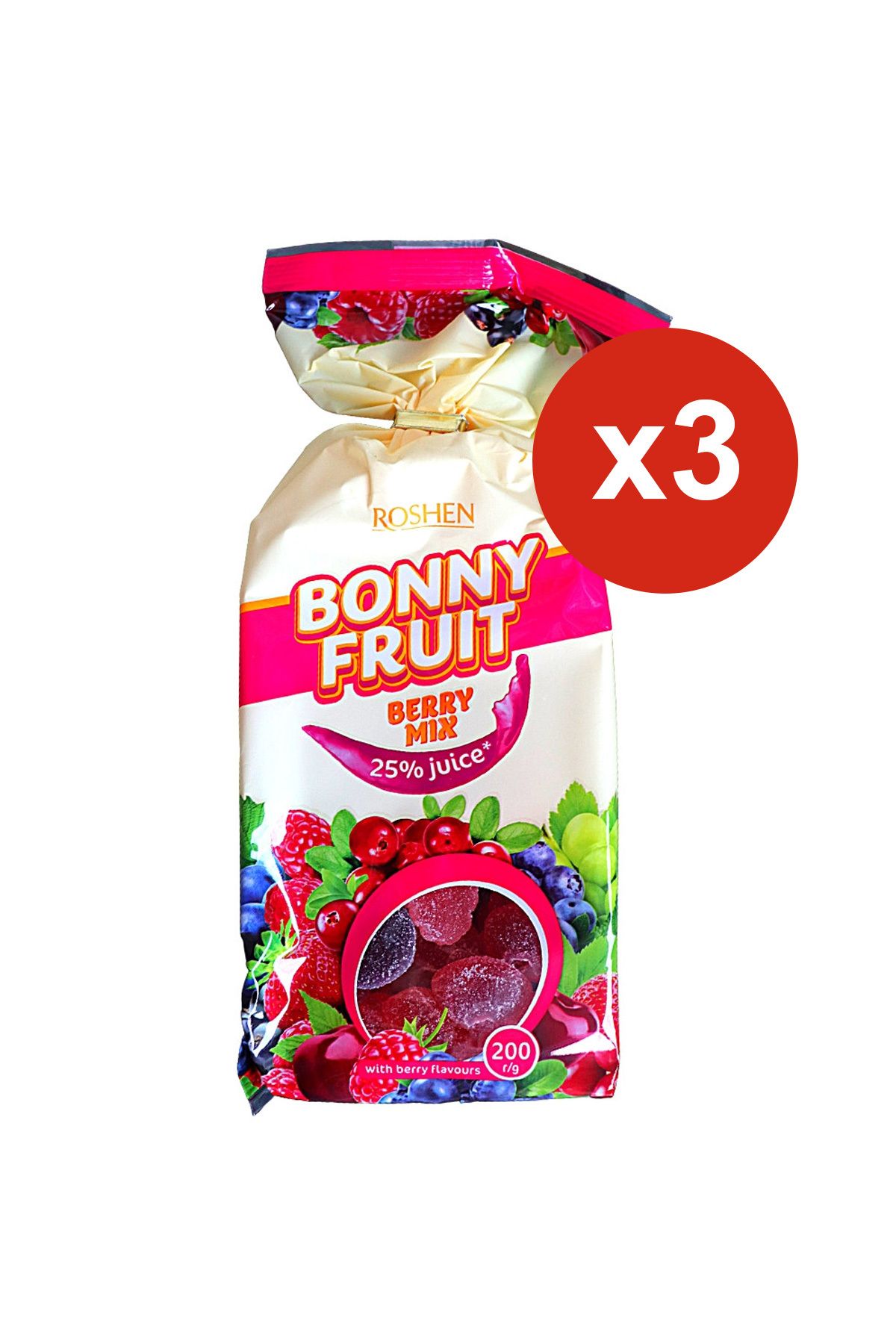 Roshen Bomboane Moi Bonny Cu Amestec De Fructe Și Fructe De Pădure 200 G X 3 Bucăți - One Size