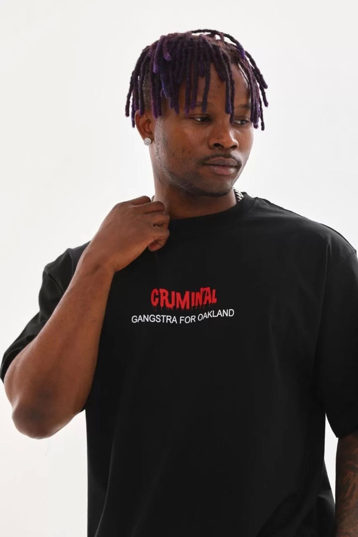 MODA CS Unisex Baskılı Oversize T-Shirt - Siyah