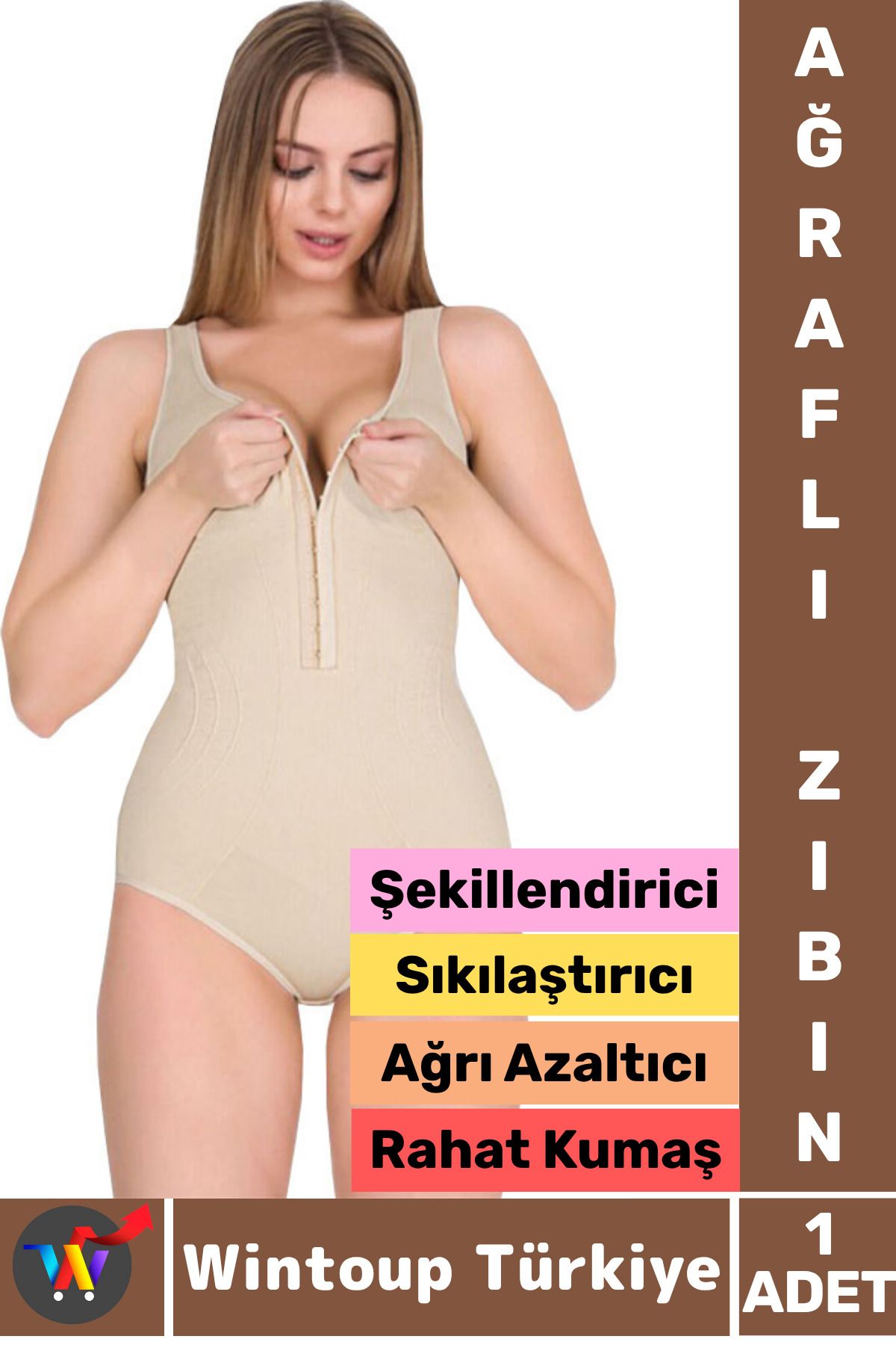 Wintoup Karın Bel Göğüs Şekillendiren Sıkılaştıran Toparlayan Postür Düzelten Kadın AĞRAFLI ZIBIN KORSE