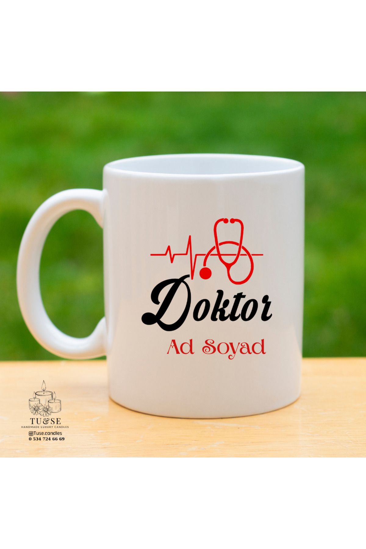 Tu&Se Candles 👨‍⚕️ Kişiye Özel Doktor Kupası – Beyaz Önlüklere Saygıyla