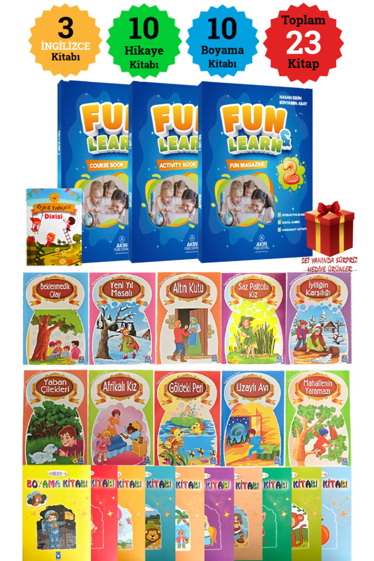 Altınpost Yayınları 2. Sınıf Fun Learn İngilizce Seti+ Öykü Bahçesi Dizisi 10 Hikaye+ 10 Boyama Kitabı+ Hediye