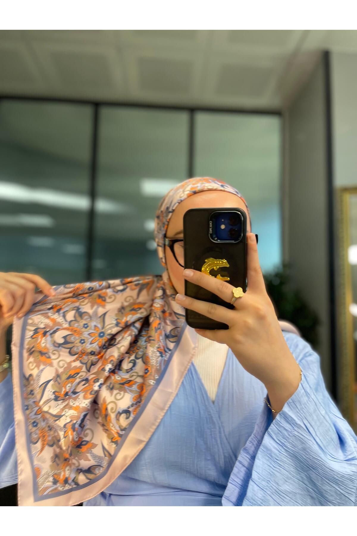 Oxygen Scarfs Mimoza Desen Vual İpek Eşarp