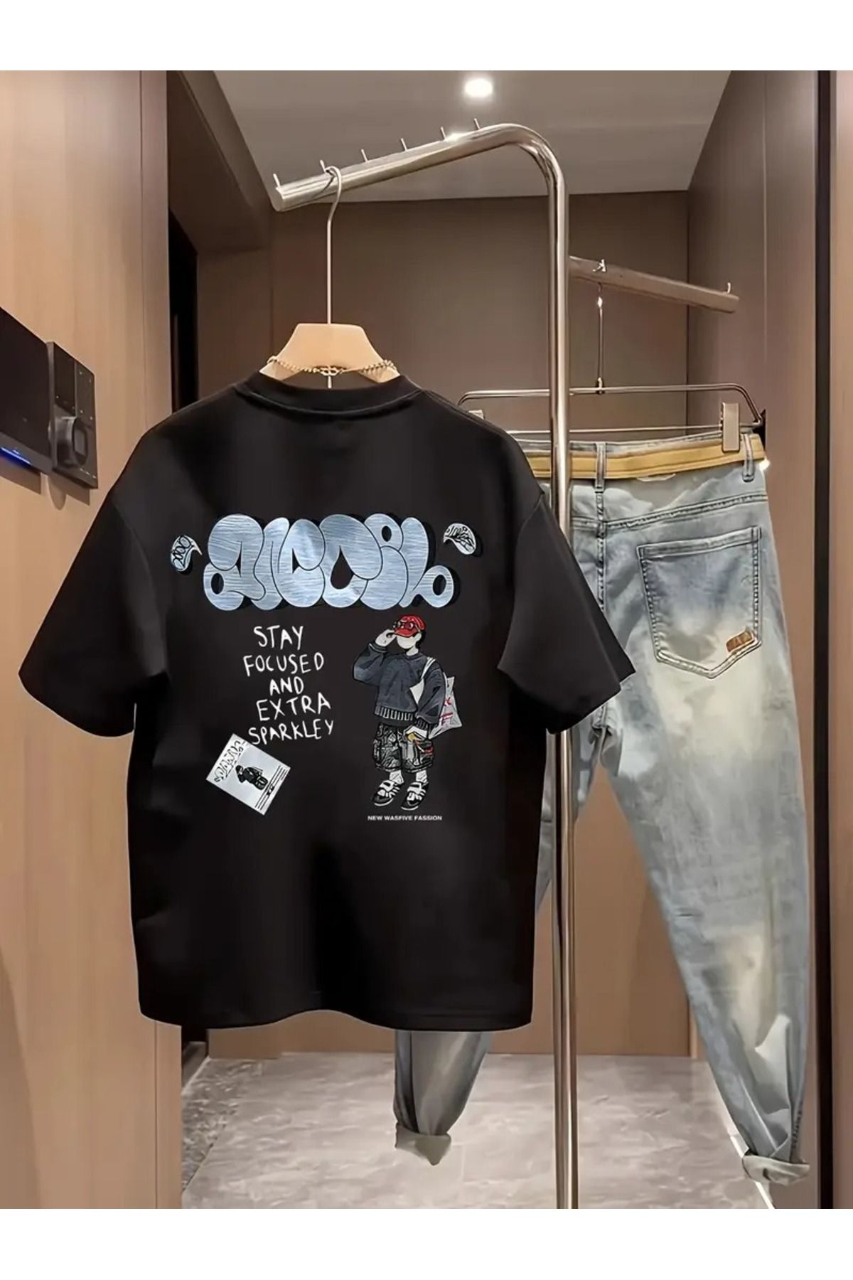 LAND MODA Erkekler için %100 Pamuklu Grafik T-Shirt - Rahat Crew Neck, Kısa Kollu,