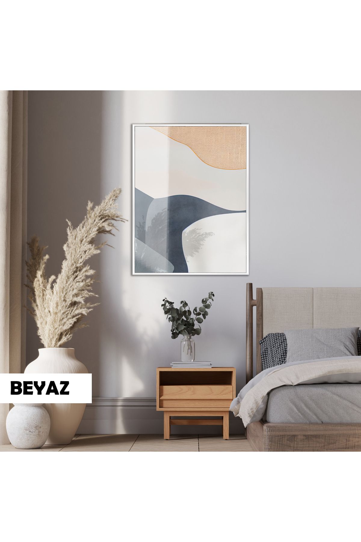 Harikabirev HARİKABİREV|SOYUT| PASTEL RENKLİ MODEL |ÇERÇEVELİ TEMPERLİ CAM TABLO TEKLİ DİKEY