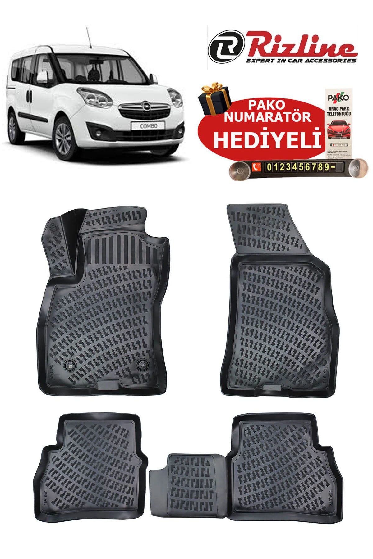 Rizline Opel Combo 2011-2018 Havuzlu Paspas