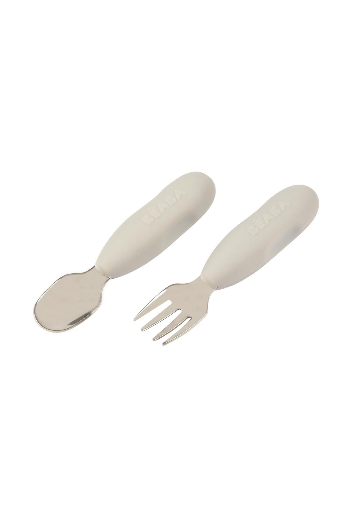 Beaba Paslanmaz Çelik Çatal Kaşık Seti, Velvet grey