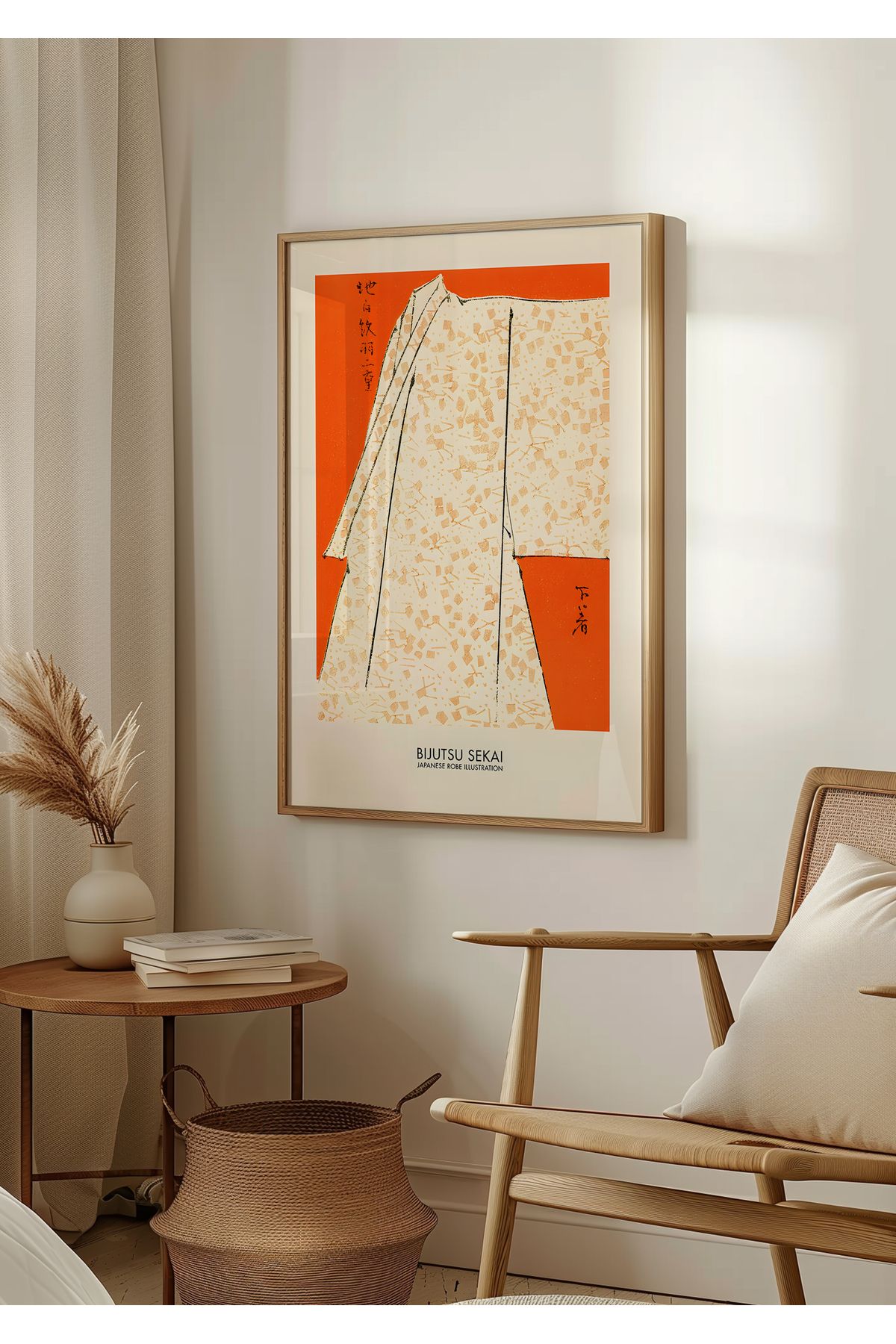 Home Bijutsu Sekai Japanese Robe Illustration, Salon Dekoru Uzak Doğu Dekoru, Çerçvesiz
