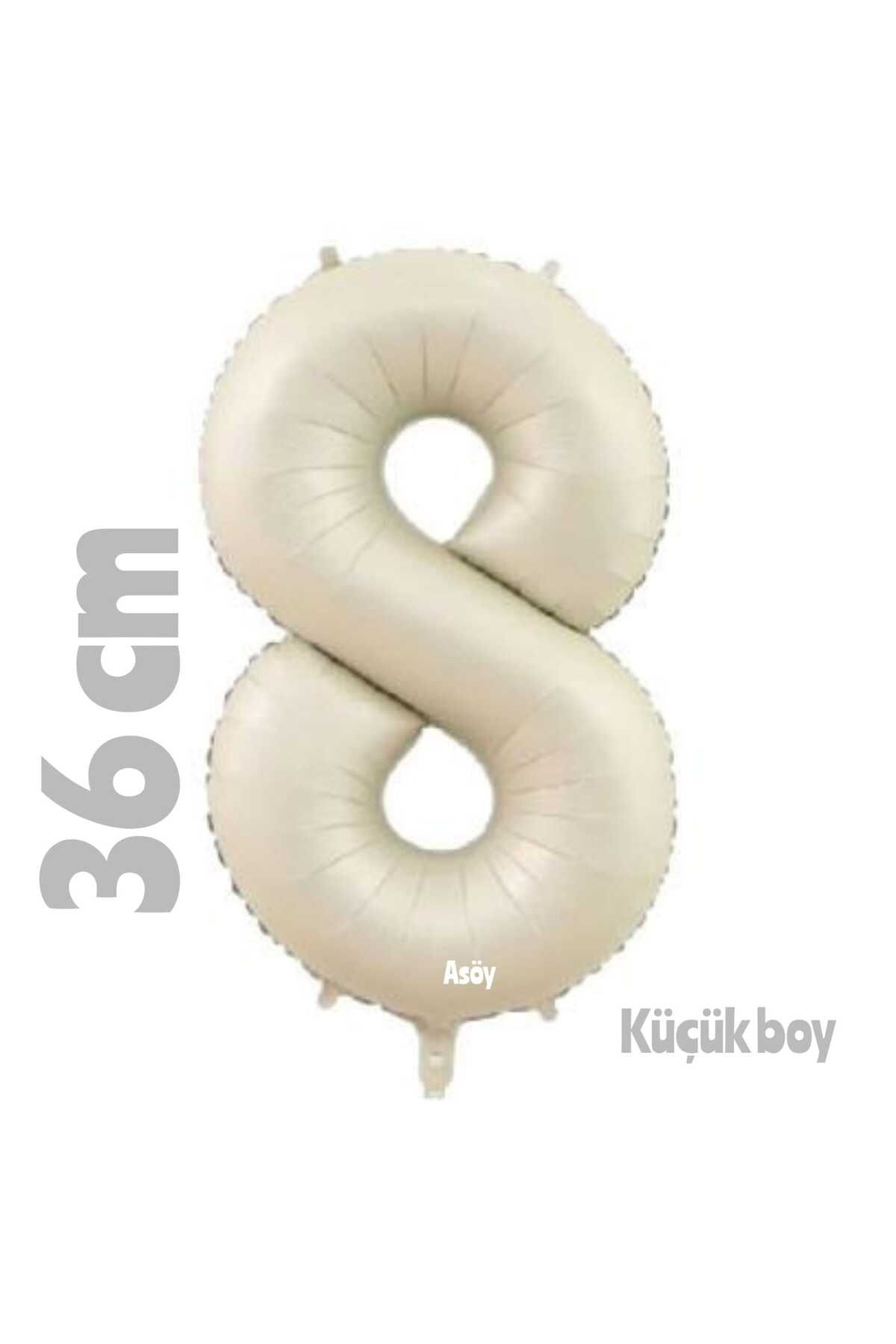 asöy Folyo Balon 8 Rakam Balon 36 Cm Küçük Boy Krem Renk 8 Yaş Balonu Doğum Günü Parti Seti Malzemeleri