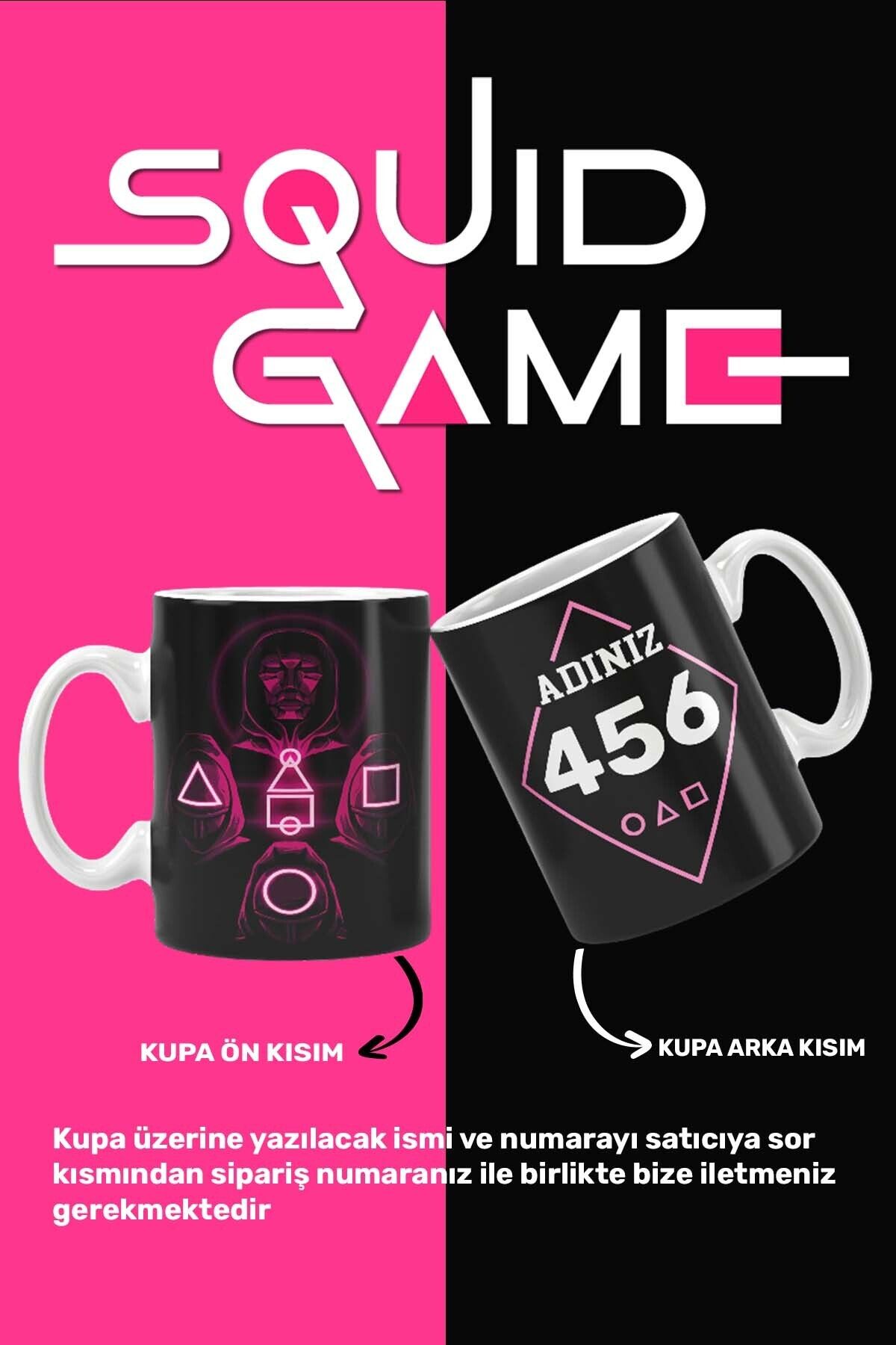 BİBANAPROMOSYON Squid Game Oyuncu Kişiye Özel Baskılı Kupa Bardak