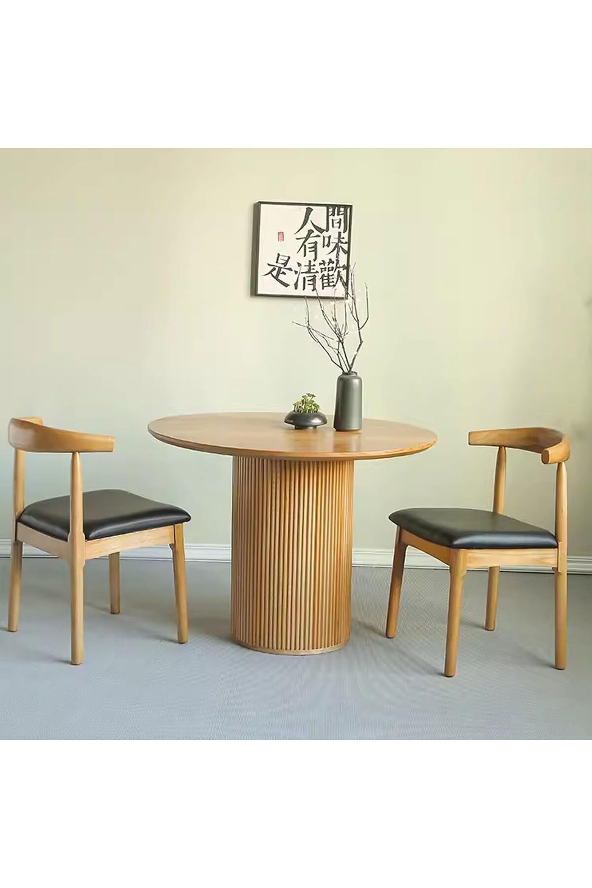 Gazzini Furniture Vintage Yuvarlak Ahşap Bohem Masa 90x90