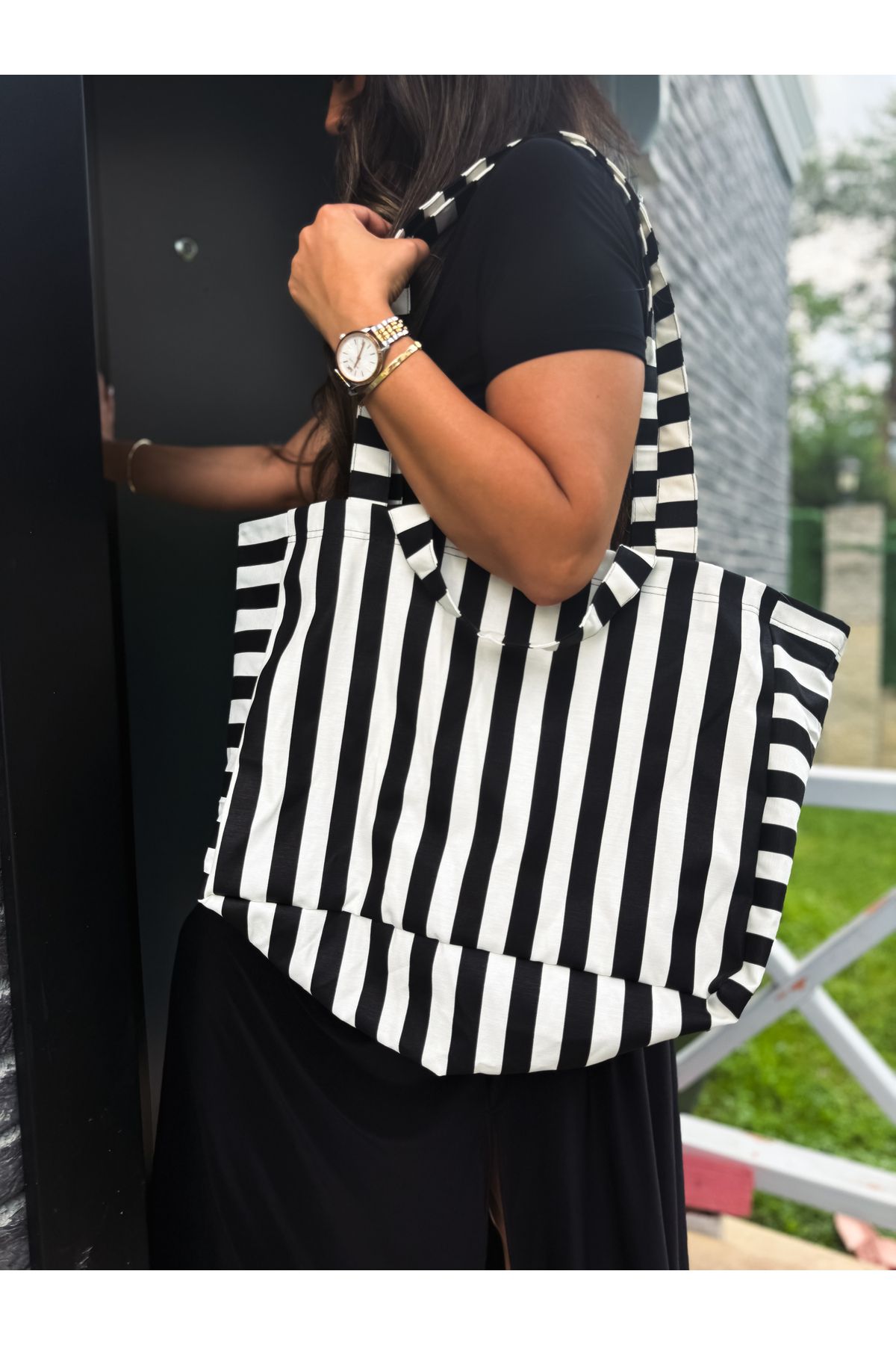 KaiHome Stripe Büyük Boy Çanta / Tote