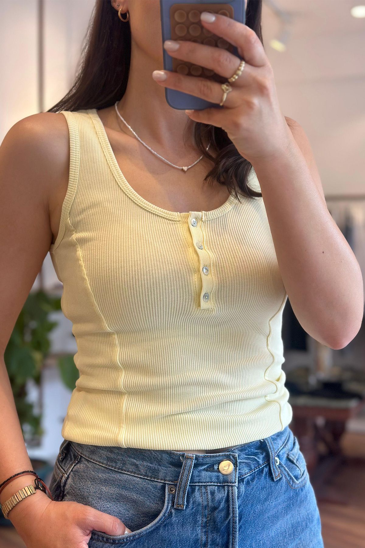 Unique Boutique Sarı Kalın Askılı Önden Çıtçıtlı Fitilli Body