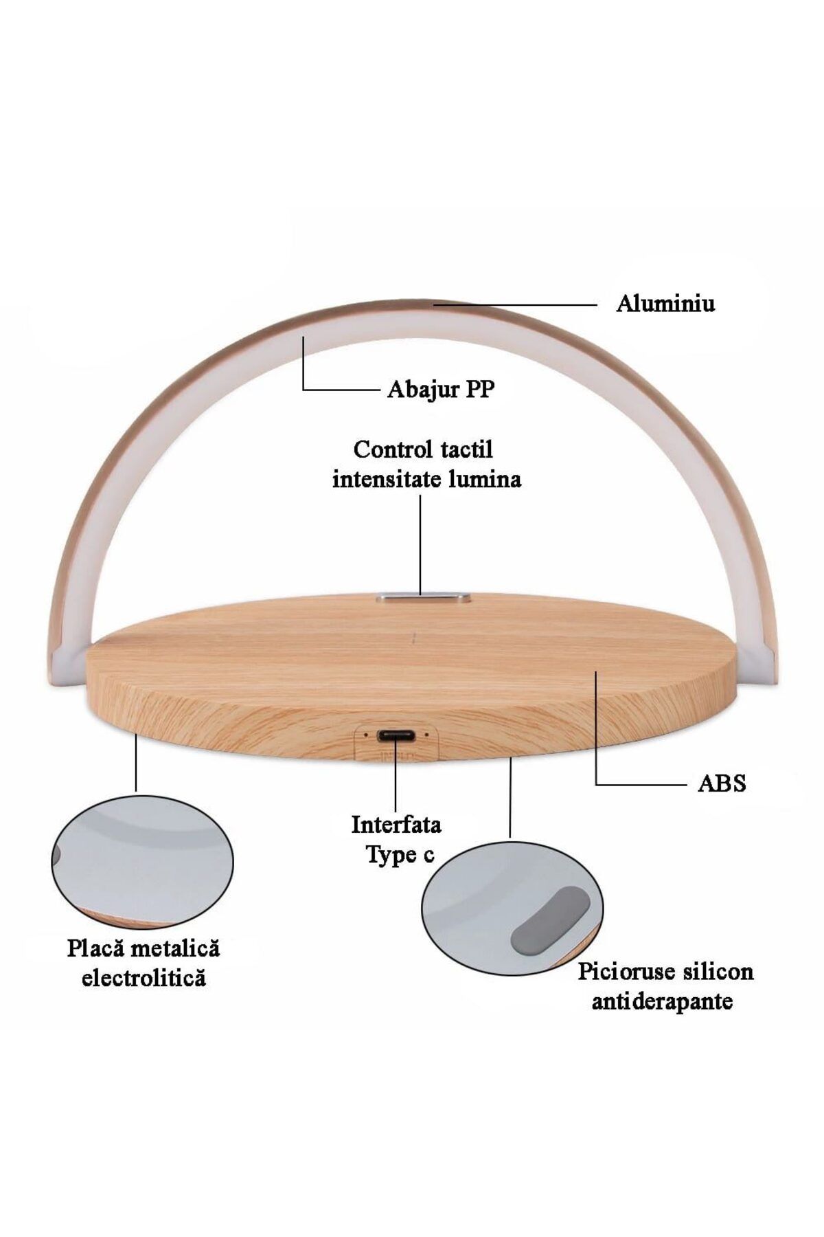 Quasar & Co.-Lamp with wireless charging and phone holder, ABS, 3 functions, QI10W, table lamp with 3 light intensities 4