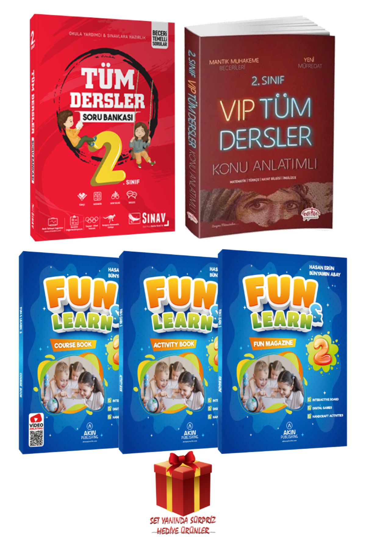 Sınav Yayınları 2. Sınıf Tüm Dersler Soru Bankası+ Tüm Dersler Konu Anlatımı+ Fun Learn İngilizce Seti+Hediye