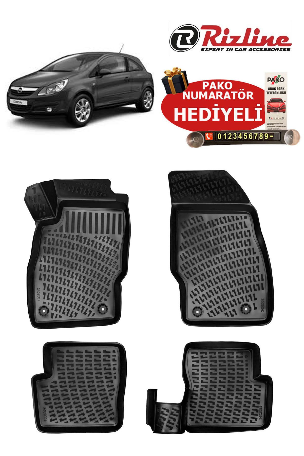 Rizline Opel Corsa D 2007-2014 Havuzlu Paspas