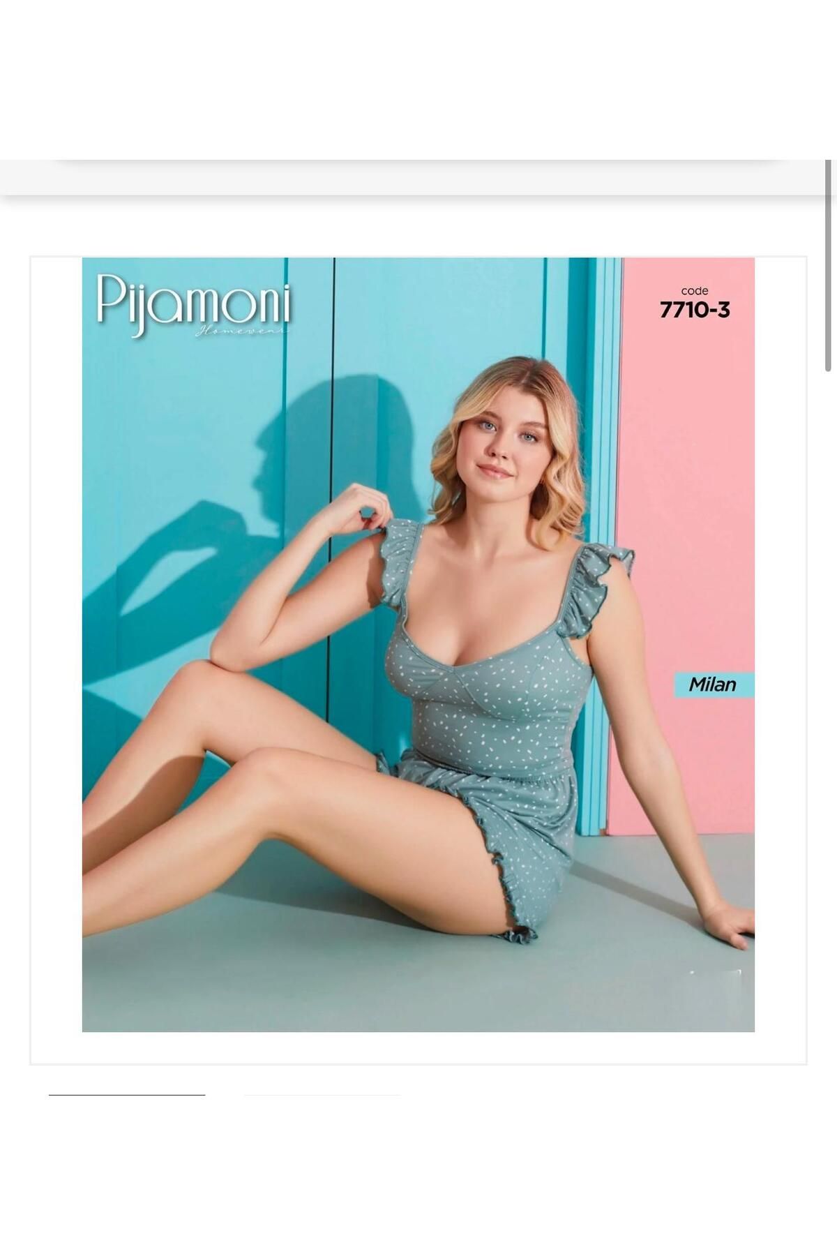 Pijamoni YEŞİL MODAL KUMAŞ YAZLIK ŞIK PİJAMA