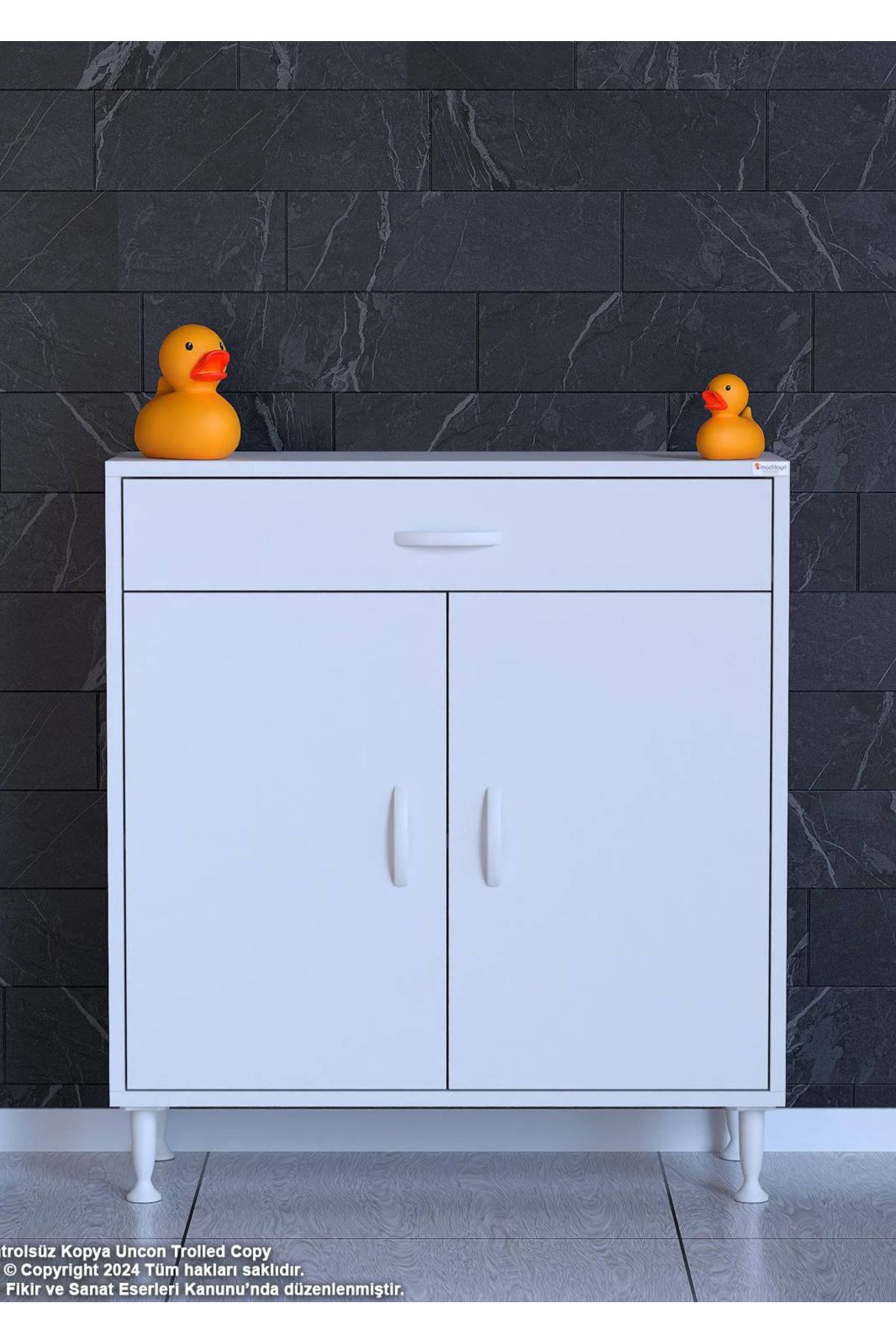 Modilayn 70 x 88 x 32,5 cm’lik 1 Çekmece 1 Kapak 1 RAF 2 Gözlü,Organizatör Mutfak Dolabı Çok Amaçlı Dolap