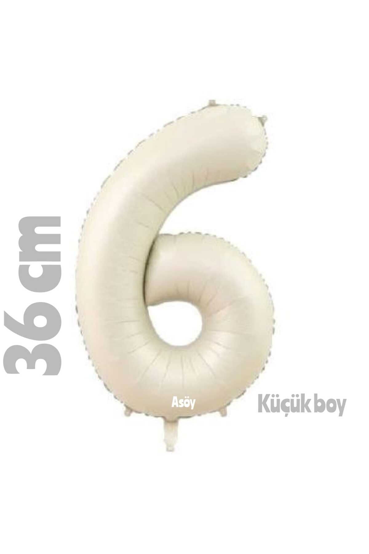 asöy Folyo Balon 6 Rakam Balon 36 Cm Küçük Boy Krem Renk 6 Yaş Balonu Doğum Günü Parti Seti Malzemeleri