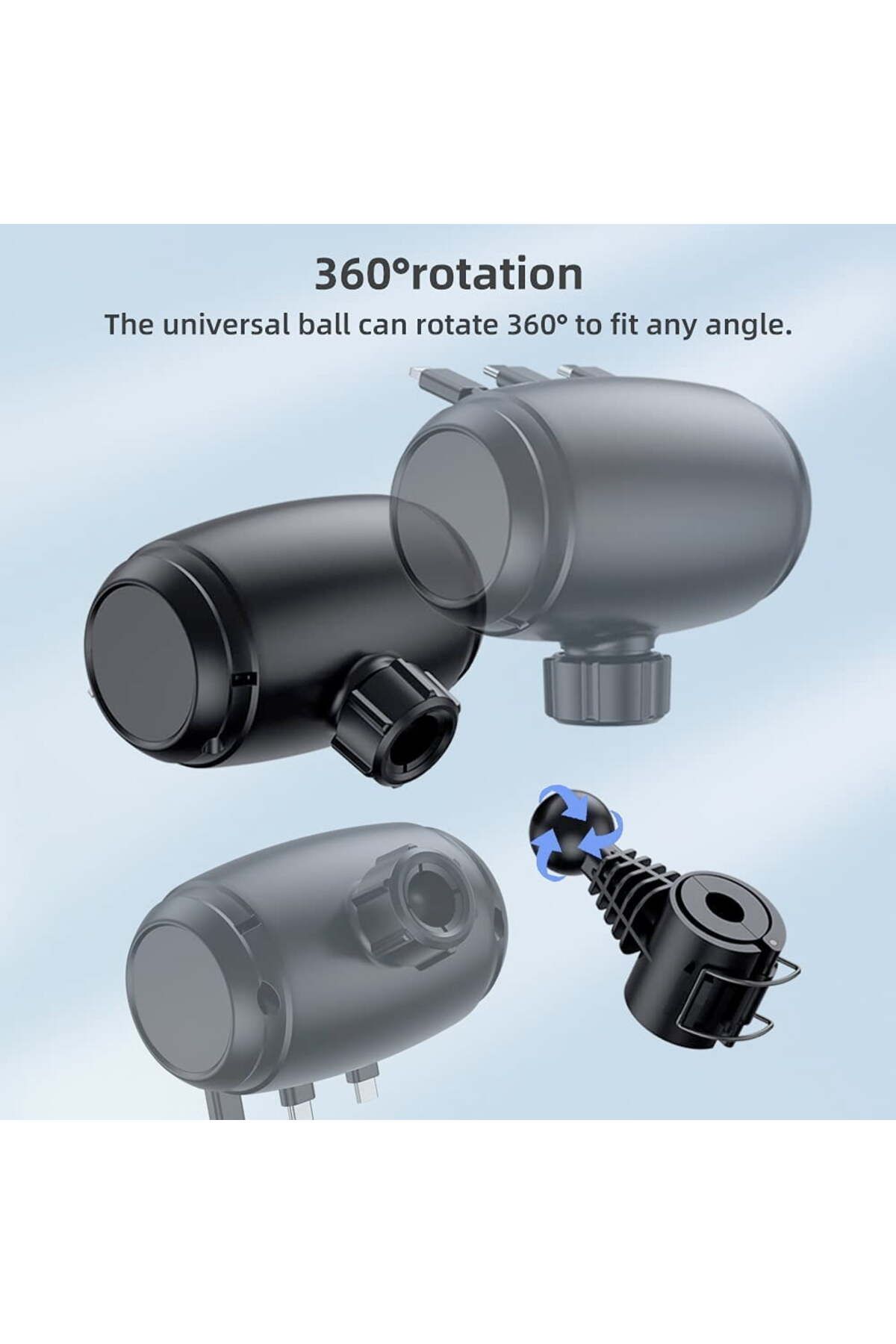 Quasar & Co.-3 In 1 Car Charging Station, Retractable, Compatible Android, Ios, Type C, Black 4