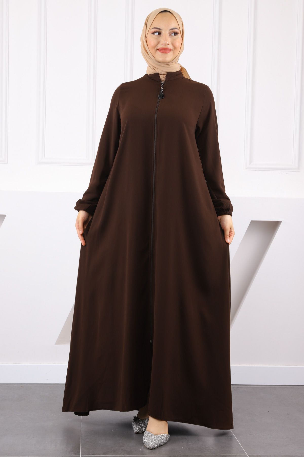 İmajButik Kahverengi Kol Lastikli Ferace