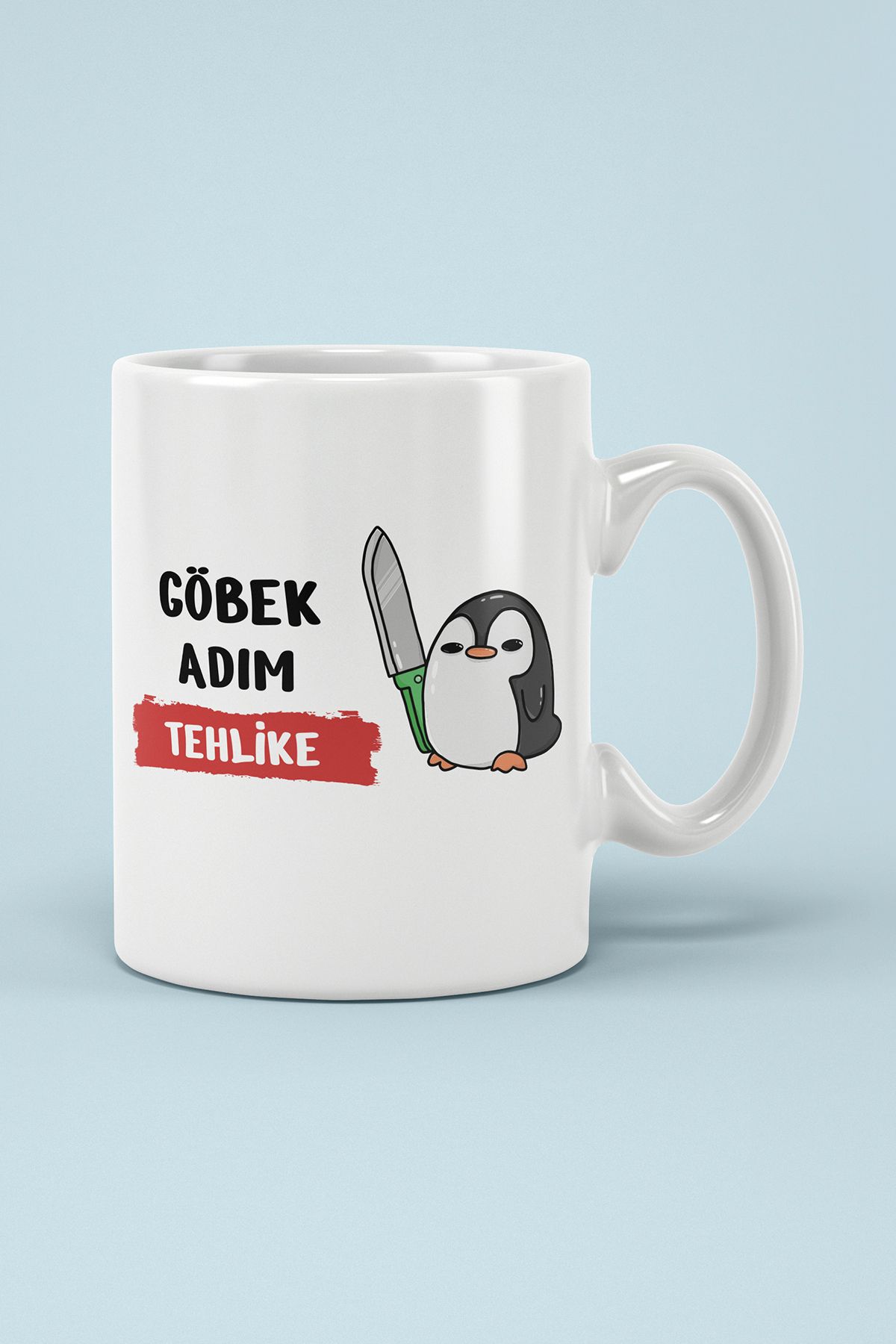 BİBANAPROMOSYON Göbek Adım Tehlike Baskılı Kupa Bardak