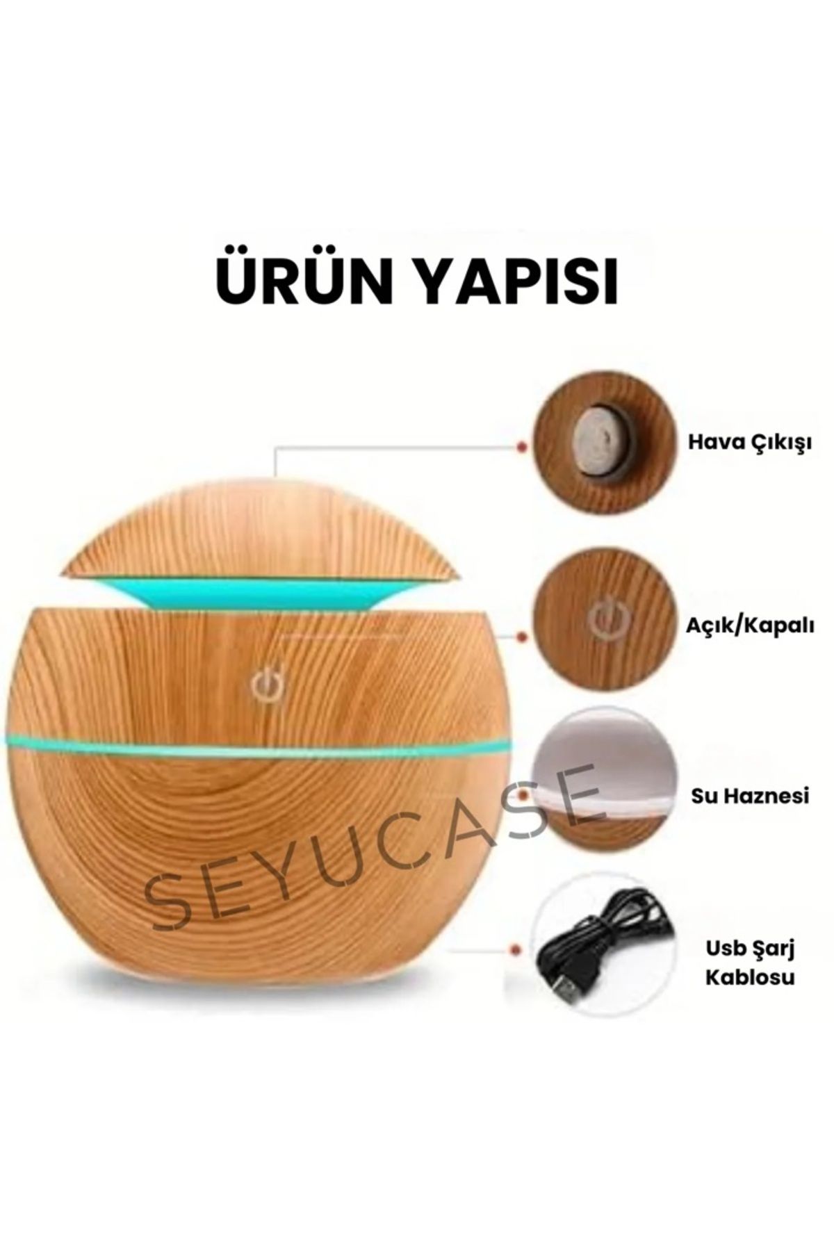 LOOKUP NEW Hava Nemlendirici Ortam ve Oda Nemlendirici Işıklı Aroma Difüzörü Otantik Dekor Tasarım sessiz