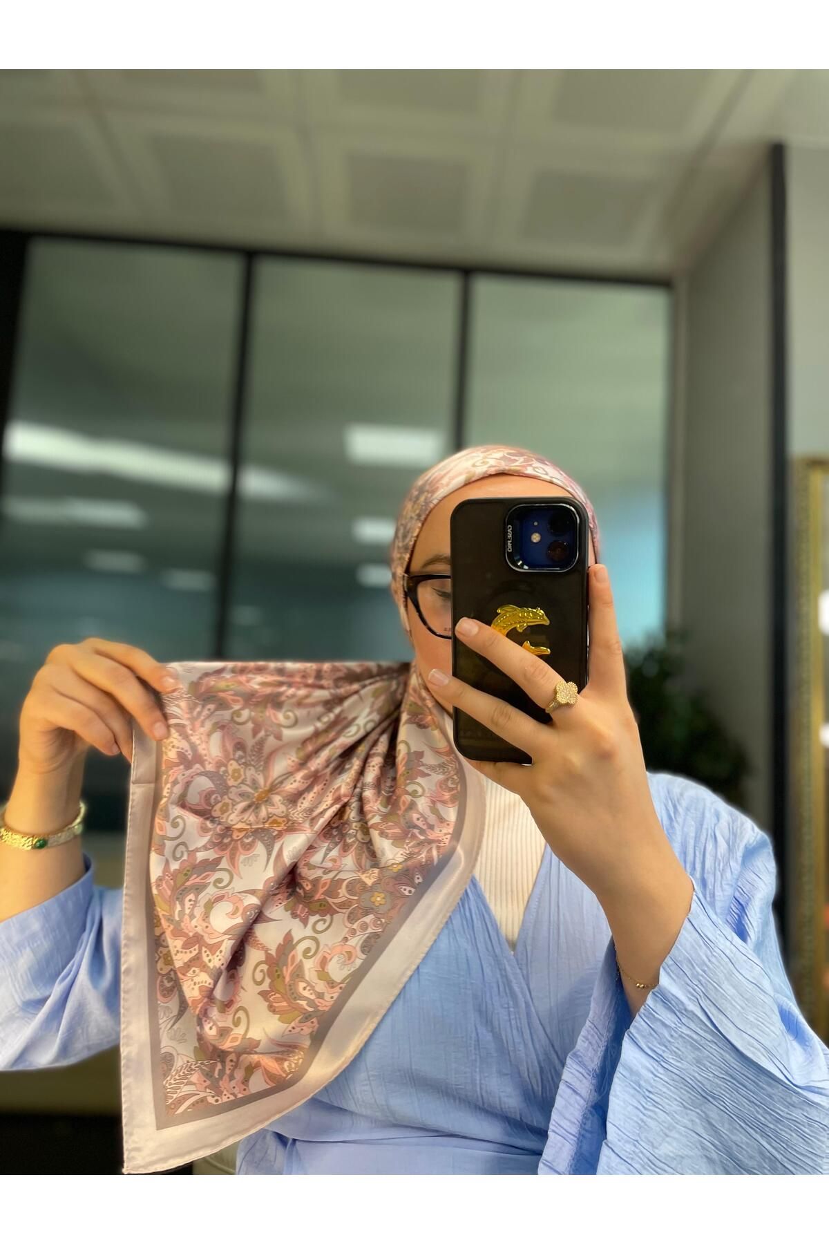 Oxygen Scarfs Mimoza Desen Vual İpek Eşarp