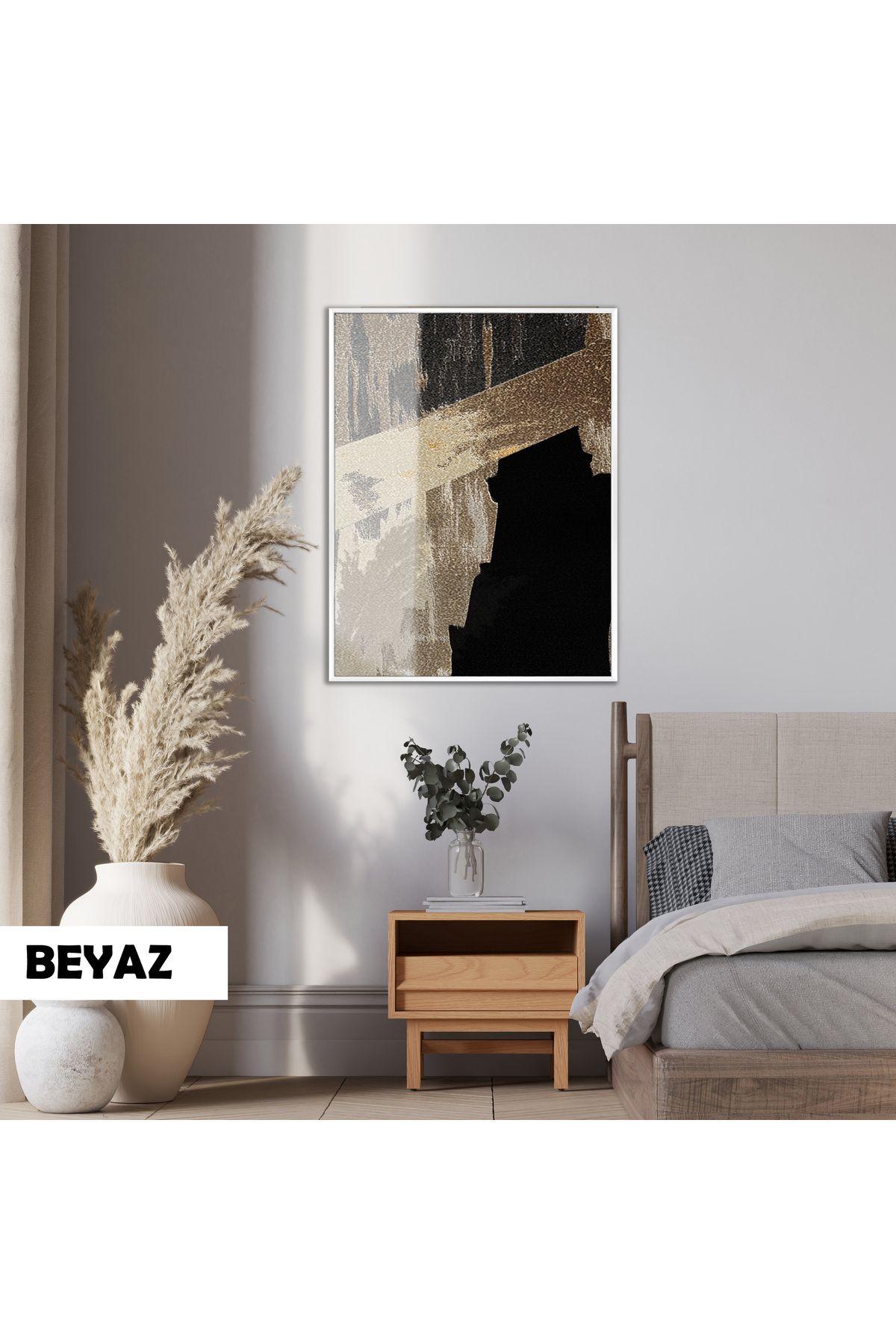 Harikabirev HARİKABİREV|SOYUT|1-BRONZ SİYAH DESENLİ MODELİ |ÇERÇEVELİ TEMPERLİ CAM TABLO TEKLİ DİKEY