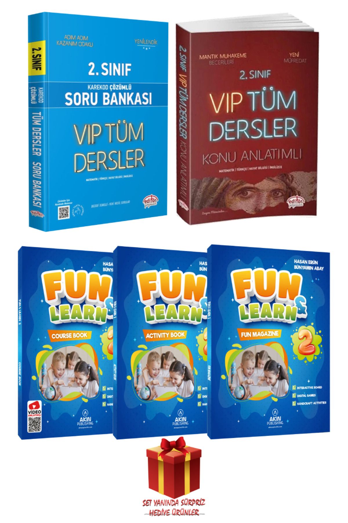 Editör Yayınevi 2. Sınıf Tüm Dersler Soru Bankası+ Tüm Dersler Konu Anlatımı+ Fun Learn İngilizce Seti+Hediye