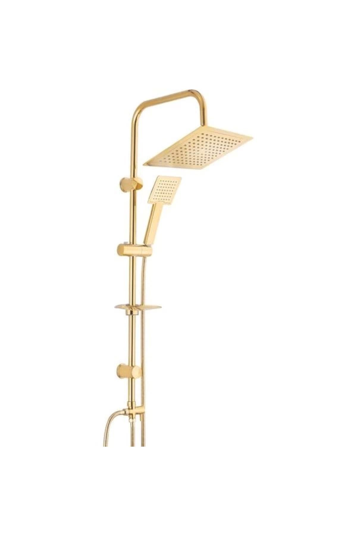 Heez Golden Kare Krom Lüks Robot Yağmurlama Tepe Duş Seti