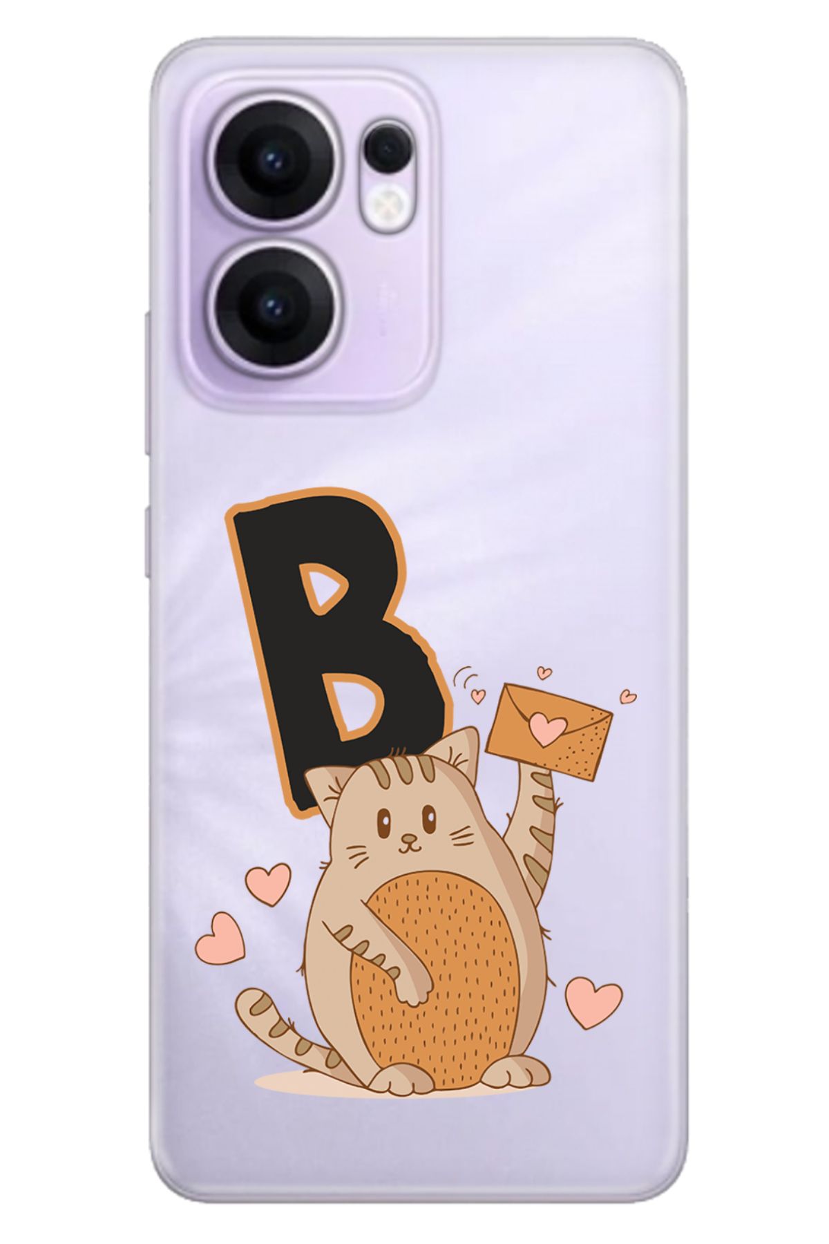OPPO Reno 13F 5G Kılıf Retro Art Desenli Esnek Silikon Kedili B Harfi