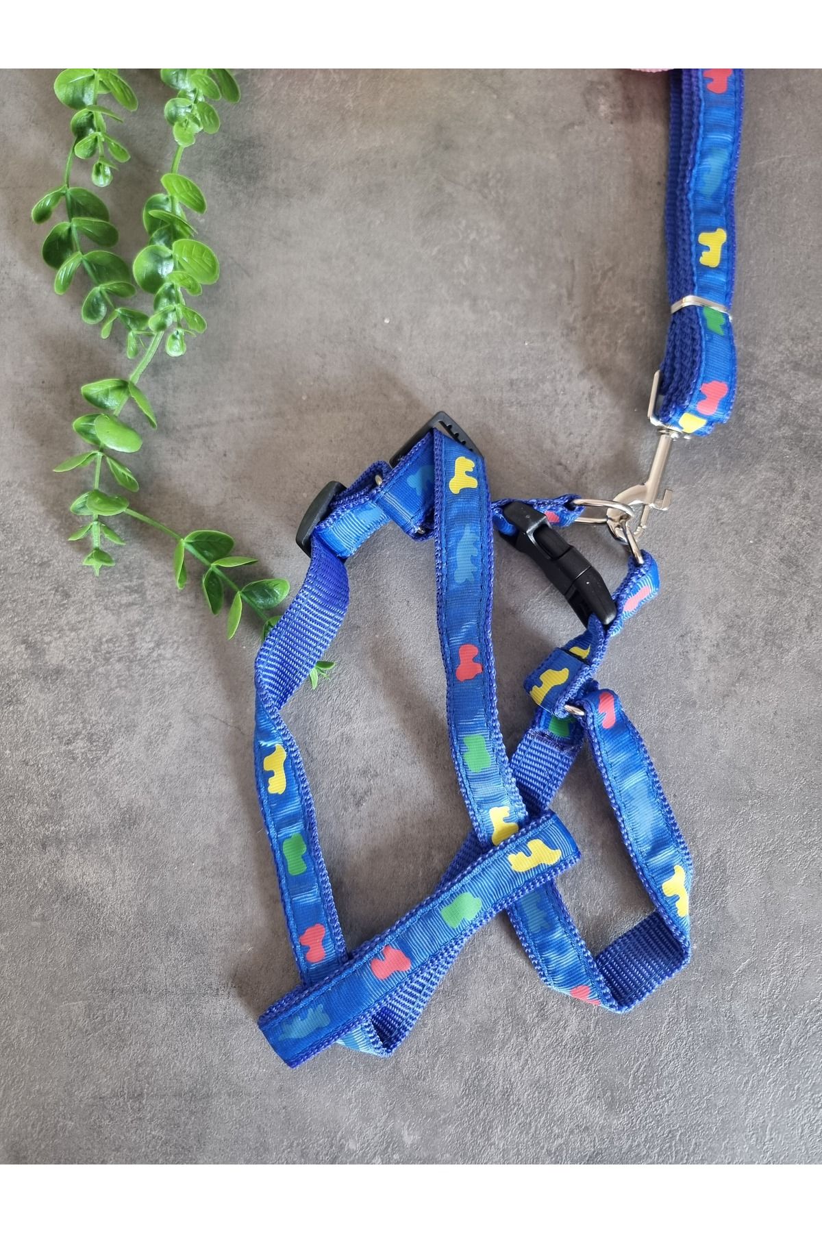 Pet Aksesuar Köpek göğüs tasması ve gezdirme kayışi seti 2si1 arada,2 cm.Karışık tasarımlar