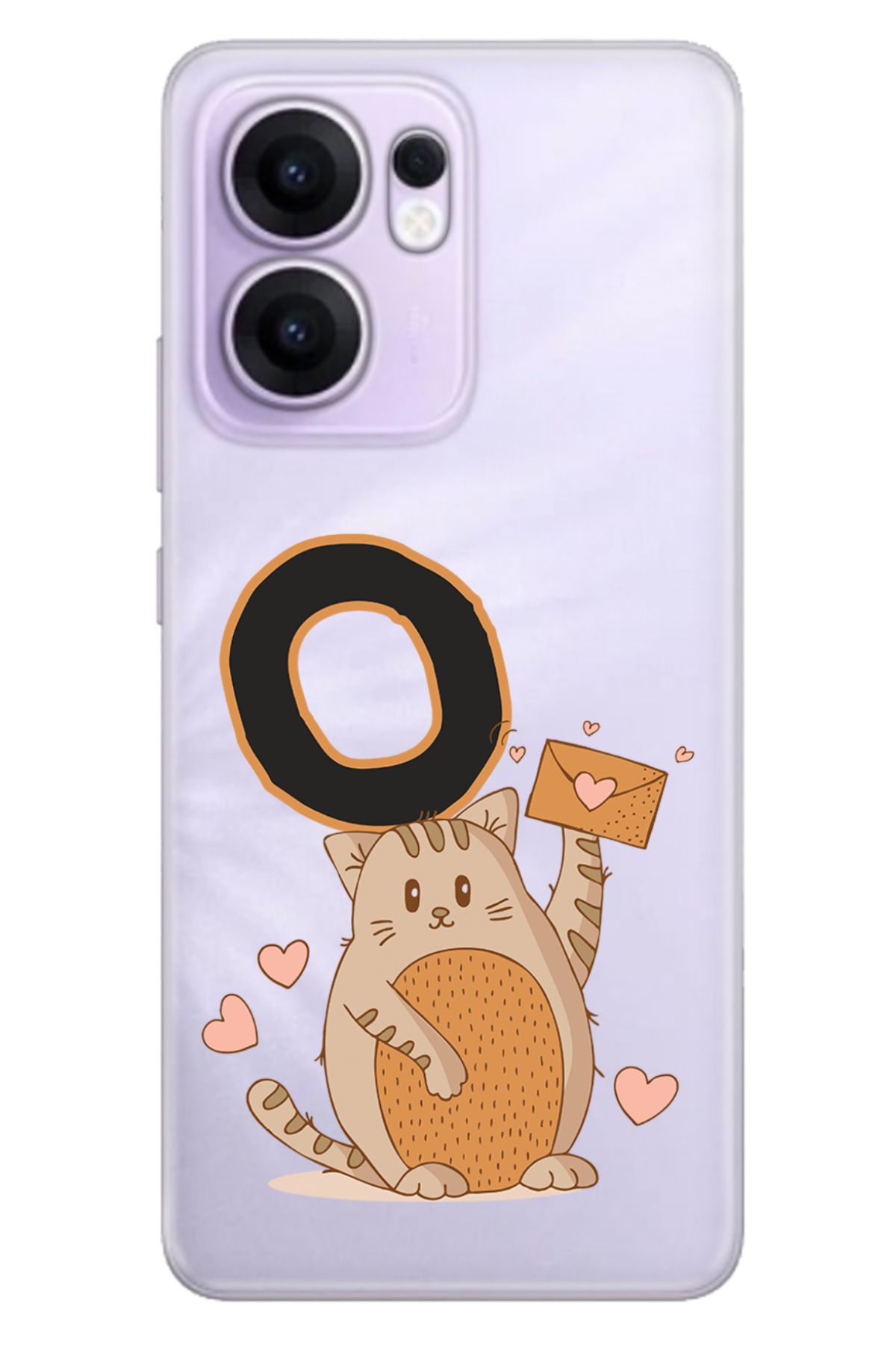 OPPO Reno 13F 5G Kılıf Tema Art Desenli Baskılı Silikon Kedili O Harfi