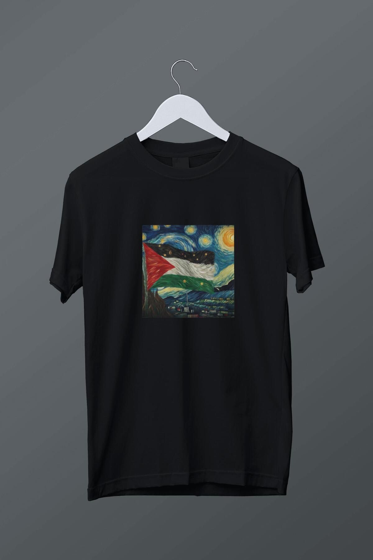 relaxbaskı Van Gogh Filistin Bayrağı Temalı Baskılı Tişört