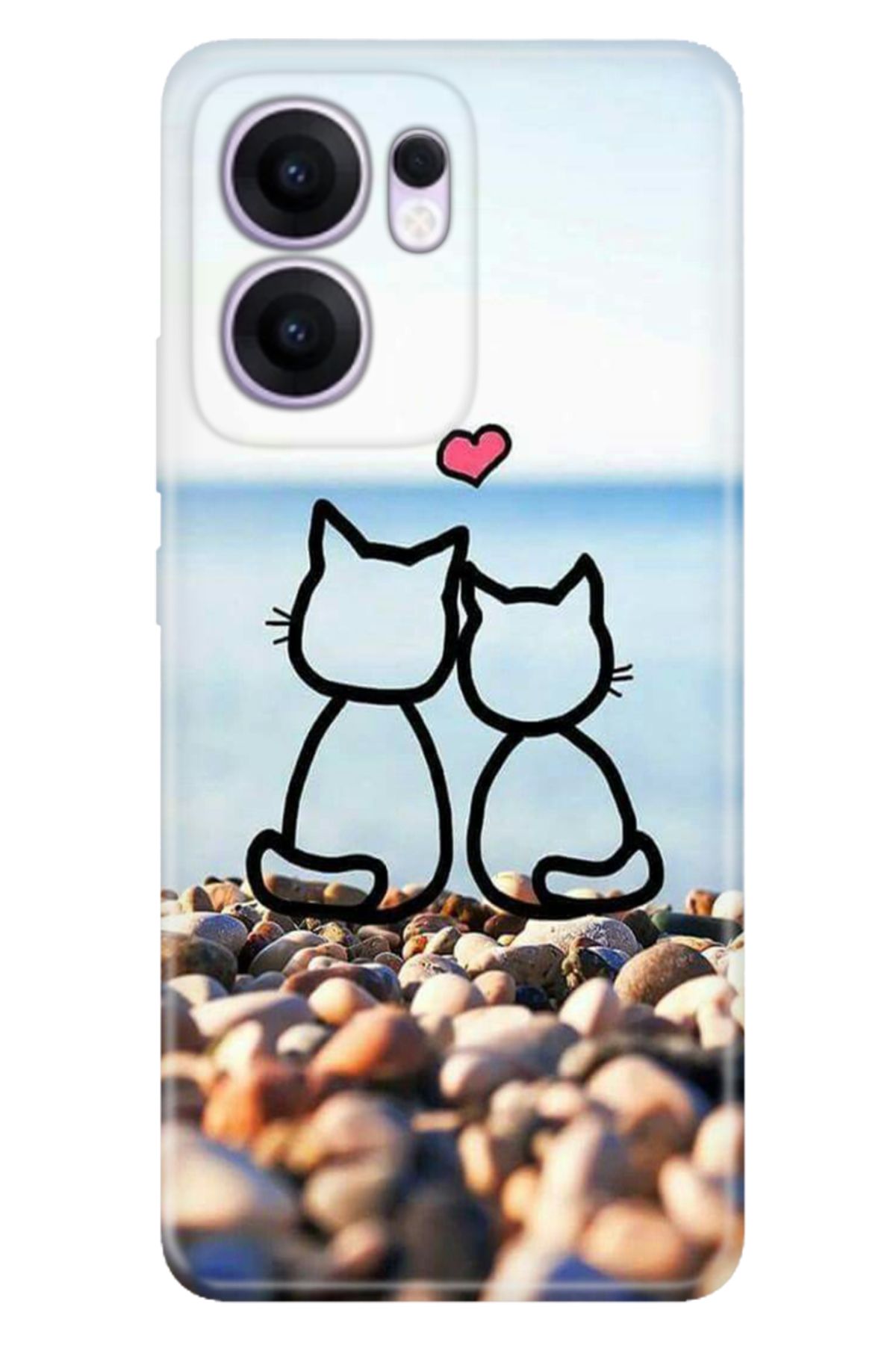 OPPO Reno 13F 5G Kılıf Renkli Silikon Baskılı TPU Kedilerin Aşkı
