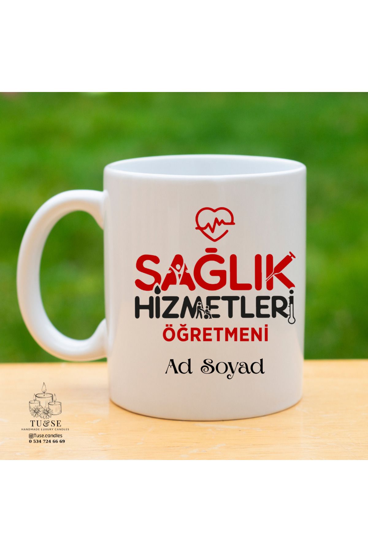 Tu&Se Candles 🩺 Sağlık Hizmetleri Öğretmenine Özel Kupa – İsme Özel Tasarım
