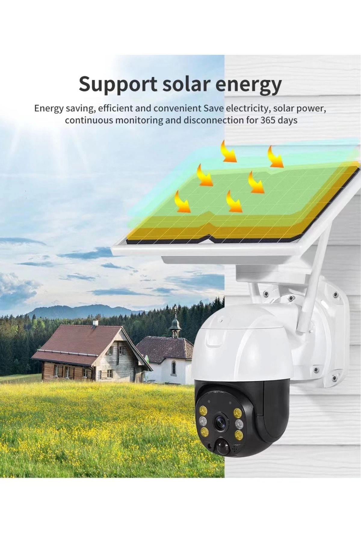 Heez Wifi Uygulamalı Gece Görüşlü Solar Güneş Enerjili Kamera Akıllı Dış Mekan Güvenlik Kamerası