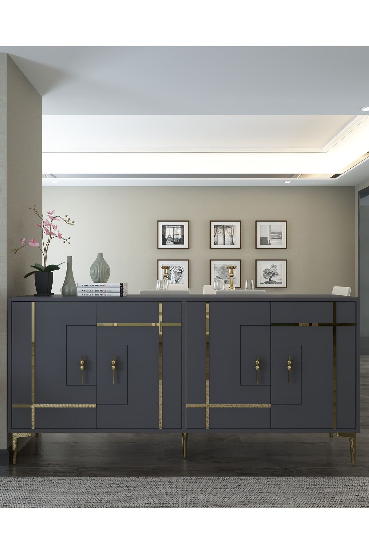cantek dizayn SİMGECT (KX180) KONSOL ANTRASİT-ALTIN