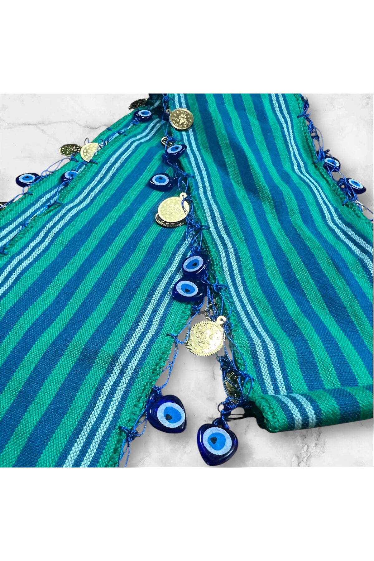 MODA Örgülü, Pullu ve Nazar Boncuklu Kuşak Veya Bandana